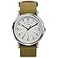 Timex Unisex Weekender 38mm Watch SilverTone Case White Dial with Olive Fabric SlipThru Strap