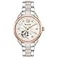 Bulova Ladies Sutton TwoTone Rose Gold 3Hand Automatic Open Aperture and White MotherofPearl Dial with Diamonds Style 98P170