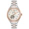 Bulova Ladies Sutton TwoTone Rose Gold 3Hand Automatic Open Aperture and White MotherofPearl Dial with Diamonds Style 98P170