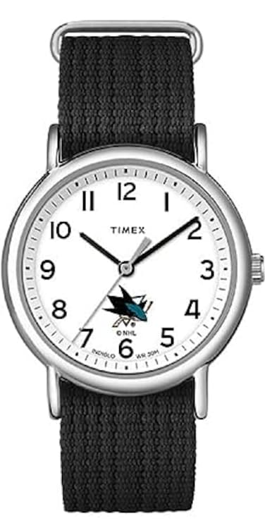 Timex Unisex Weekender 38mm Watch San Jose Sharks with SlipThru Single Layer Strap