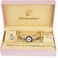 BELLOS Gift Set Womens Watch Silver Jewelry set NecklaceRing Earrings Band