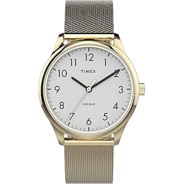 Timex Womens Modern Easy Reader 32mm Watch GoldTone Case White Dial with GoldTone Stainless Steel Mesh Bracelet
