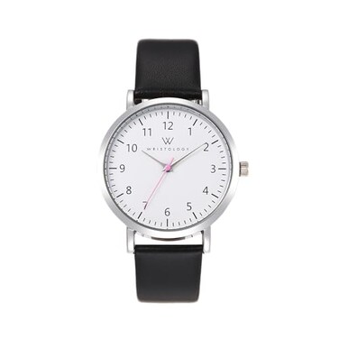 Wristology Maxi Easy Change Band Numbers Silver Watch Interchangeable Black Silicone Strap Read Analog Face with Second Hand for Women Men Nurses Teachers Seniors EMT Olivia SWS003