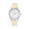 Wristology Easy Change Band Maxi Numbers Womens Nurse Watch with Second Hand in Silver Interchangeable Genuine Leather Beige Strap Large Read Analog Men Nurses Teachers OC046