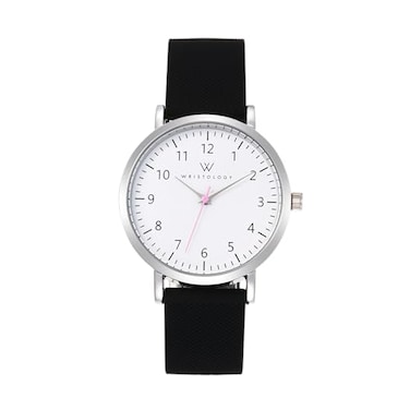 Wristology Easy Change Band Maxi Numbers Womens Nurse Watch with Second Hand in Silver Interchangeable Genuine Leather Black Band Strap Large Easy Analog Men Nurses Teachers OC077