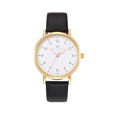 Wristology Easy Change Band Maxi Numbers Womens Nurse Watch with Second Hand in Gold Interchangeable Genuine Leather Black Band Strap Large Easy Analog Men Nurses Teachers OC089