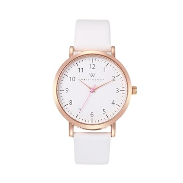 Wristology Easy Change Band Maxi Numbers Womens Nurse Watch with Second Hand in Rose Gold Interchangeable Genuine Leather White Band Strap Large Easy Analog Men Nurses Teachers OC085