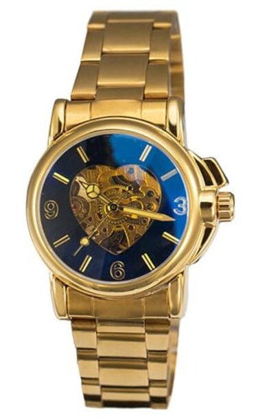 Reginald Women Automatic Mechanical Gold Watch Hollow Dial Stainless Steel Strap
