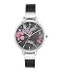 Nine West Womens SilverTone and Black Strap Watch