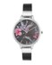 Nine West Womens SilverTone and Black Strap Watch