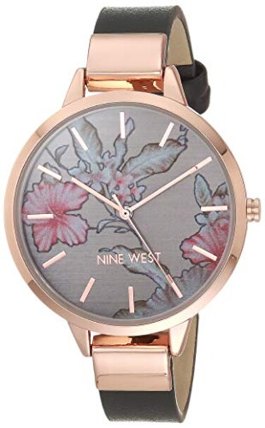 Nine West Womens Floral Dial Strap Watch