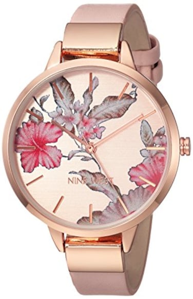 Nine West Womens Floral Dial Strap Watch