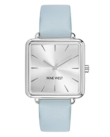 Nine West Womens Strap Watch Light BlueSilver NW2671SVLB