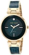 Anne Klein Womens AK2512NVGB DiamondAccented GoldTone and Navy Blue Marbleized Bangle Watch