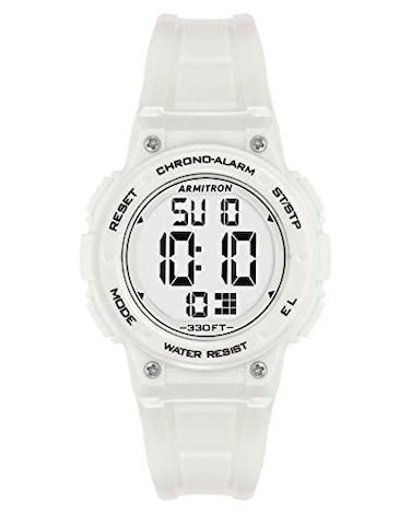 Armitron Sport Womens Digital Chronograph Resin Strap Watch White 457086PWT