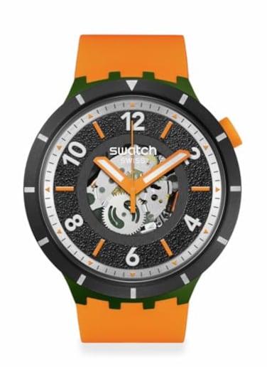 Swatch Big Bold Bioceramic Unisex Watch Casual Polymer Orange Automatic Waterproof FallIage