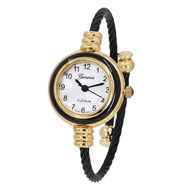 Blekon Original Elegant 23mm Round Analog Display Watch for Women with Arabic Numerals and Cable Cuff Bangle