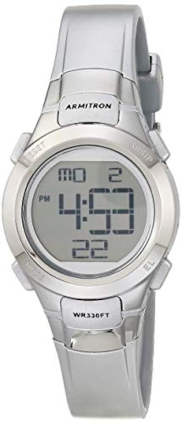 Armitron Sport Womens 457012SIL Digital Chronograph SilverTone Resin Strap Watch