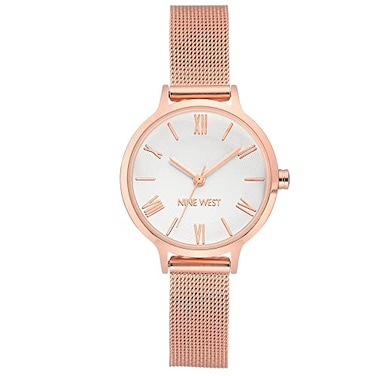 Nine West Womens NW2228SVRG Rose GoldTone Mesh Bracelet Watch