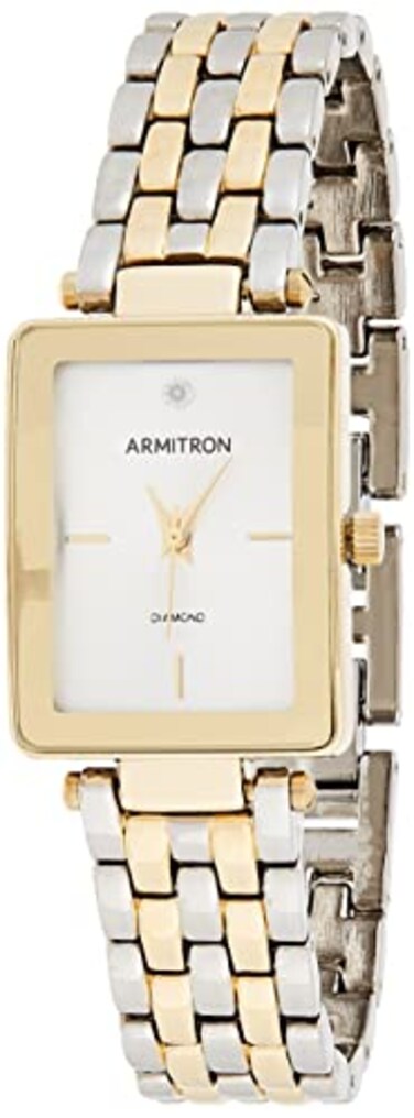 Armitron Womens Rectangular Genuine Diamond Dial Bracelet Watch 755769