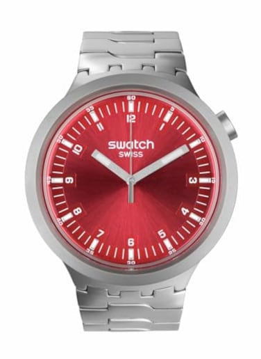 Swatch Big Bold Irony Unisex Watch Casual Polymer Red Automatic Waterproof Big Bold Irony Scarlet Shimmer