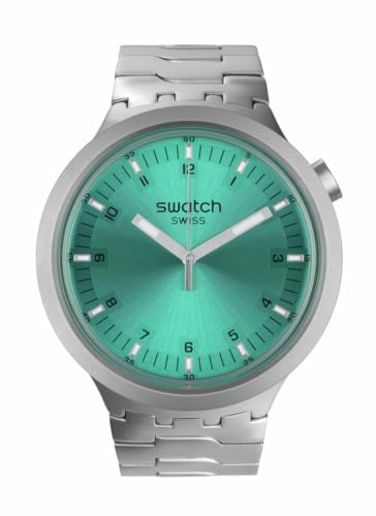 Swatch Big Bold Irony Unisex Watch Casual Polymer Blue Automatic Waterproof Big Bold Irony Aqua Shimmer