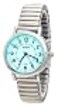 Blekon Womens Light Up Dial Watch Analog Display 33mm Metal Case Push Button Glossy Expansion Band White Silver