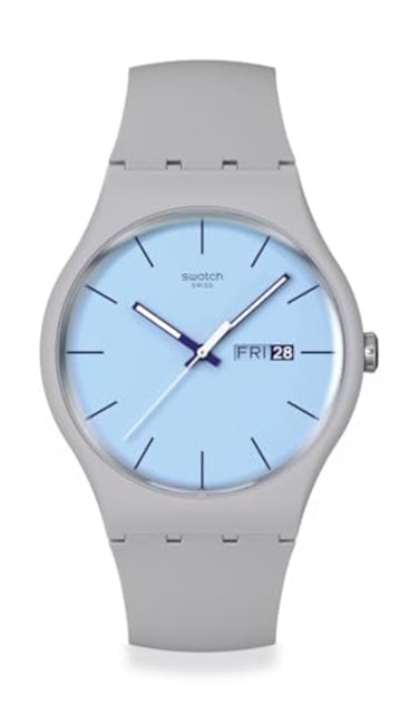 Swatch New Gent Biosourced Unisex Watch Casual Polymer Grey Quartz Waterproof Blueberry Sky
