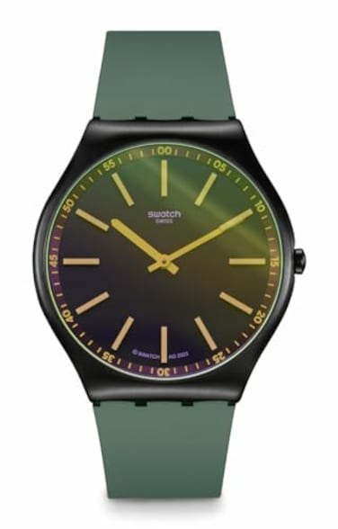 Swatch Skin Irony 42 Unisex Watch Casual Polymer Green Quartz Waterproof Green Vision