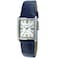 Peugeot Womens SilverTone Tank Shape Leather Dress Watch with Roman Numerals Blue