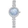 LANZOOM Womens Quartz Watch Silver Round Diamond Blue Nacre Dial Adjustable Jewelry Clasp with ZirconiaEncrusted Strap 3ATM Water Resistance