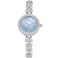 LANZOOM Womens Quartz Watch Silver Round Diamond Blue Nacre Dial Adjustable Jewelry Clasp with ZirconiaEncrusted Strap 3ATM Water Resistance