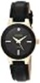Armitron Womens 755410BKGPBK DiamondAccented GoldTone and Black Leather Strap Watch