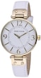 Anne Klein Womens 109168WTWT GoldTone and White Leather Strap Watch