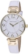 Anne Klein Womens 109168WTWT GoldTone and White Leather Strap Watch