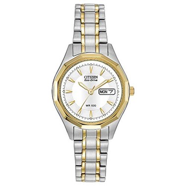 Citizen Womens EcoDrive Dress Classic Watch in TwoTone Stainless Steel White Dial Model EW314451A