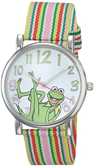 Accutime Muppets Womens MU1010 Kermit the Frog Dial MultiColor Watch with Fabric Strap