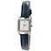 Peugeot 3034BR Ladies Mini Square Gold Tone Crystal Accented Brown Leather Strap Watch Blue Silve