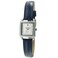 Peugeot 3034BR Ladies Mini Square Gold Tone Crystal Accented Brown Leather Strap Watch Blue Silve