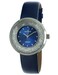 Peugeot Women Round Dress Watch Slim Thin Case with Floating Genuine Diamond CZ and Leather Strap