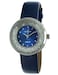 Peugeot Women Round Dress Watch Slim Thin Case with Floating Genuine Diamond CZ and Leather Strap