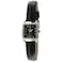 Peugeot 3034BR Ladies Mini Square Gold Tone Crystal Accented Brown Leather Strap Watch Black