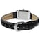Peugeot 3034BR Ladies Mini Square Gold Tone Crystal Accented Brown Leather Strap Watch Black