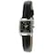 Peugeot 3034BR Ladies Mini Square Gold Tone Crystal Accented Brown Leather Strap Watch Black