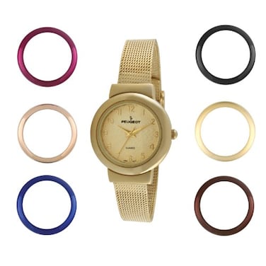 Peugeot Womens Seven Bezel Mesh Bracelet Gift Set Watch