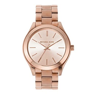 Michael Kors Watch Slim Runway ThreeHand Rose GoldTone Stainless Steel Womens Watch