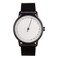 slow Round 12 All Black Leather White Dial