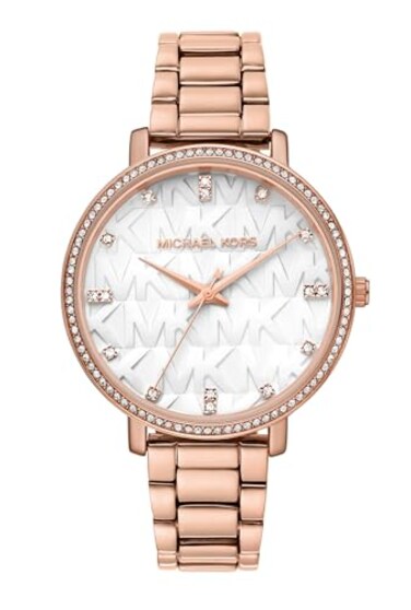 Michael Kors Pyper ThreeHand Rose GoldTone Alloy Metal Womens Watch Model MK4594