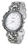 Blekon Collections Japanese Quartz Womens 35mm Case Egyptian Style Concho Cuff Bangle Watch Silver