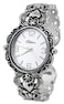 Blekon Collections Japanese Quartz Womens 35mm Case Egyptian Style Concho Cuff Bangle Watch Silver